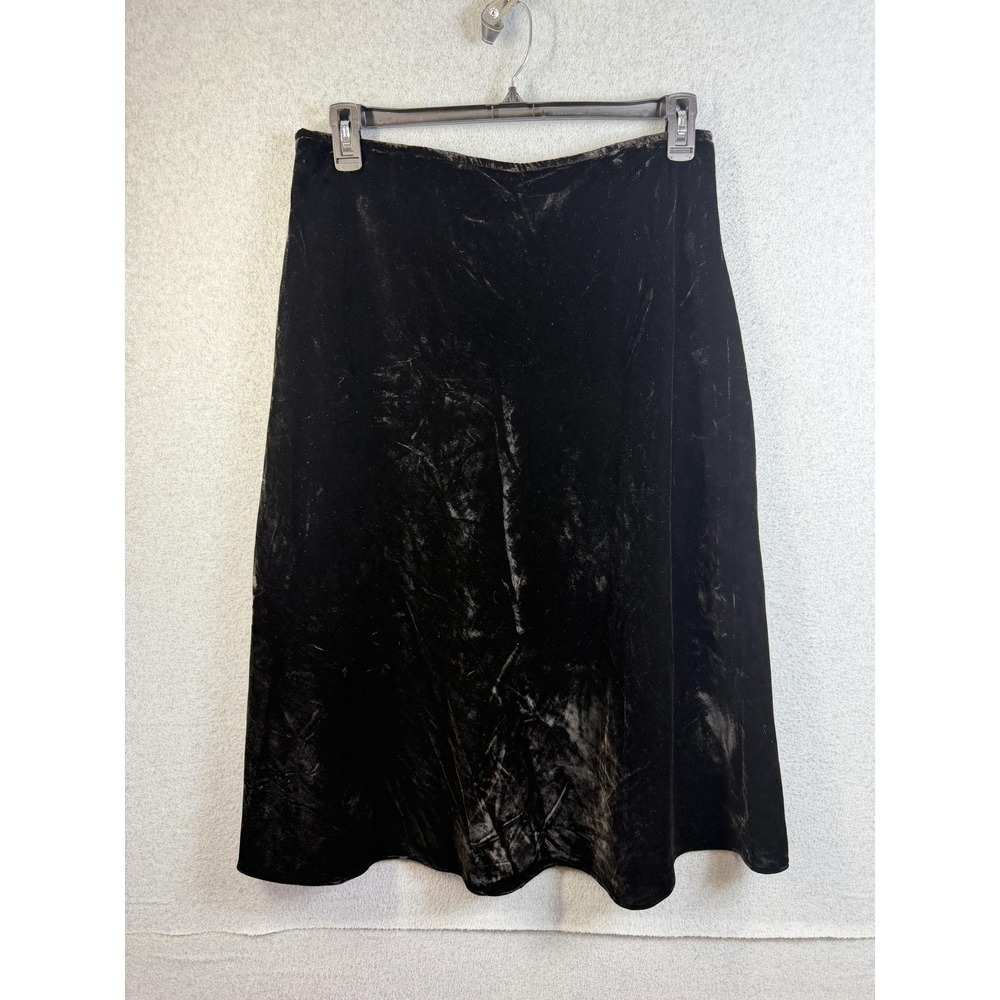 Chaps Skirt Womens 12 Black Velvet A Line Midi Lined Formal Cocktail Party NWT